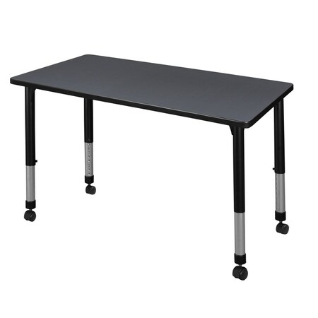 Regency Rectangular Mobile Tables, 48 W, 24 L, 23-34 H, Wood, Metal, Grey MT4824GYAPCBK